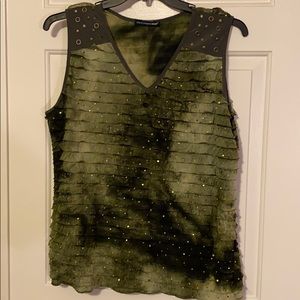 Saint Tropez West green ruffle nylon tank